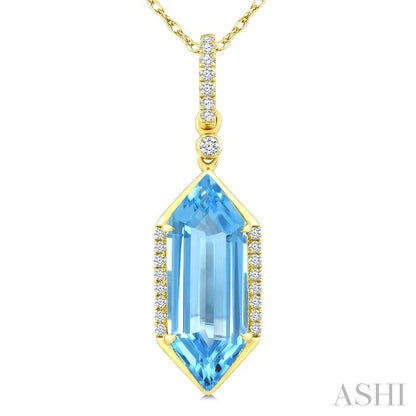Evoque Gemstone Hexagon Shape & Diamond Pendant