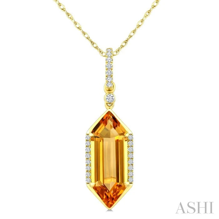 Evoque Gemstone Hexagon Shape & Diamond Pendant