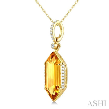 Evoque Gemstone Hexagon Shape & Diamond Pendant