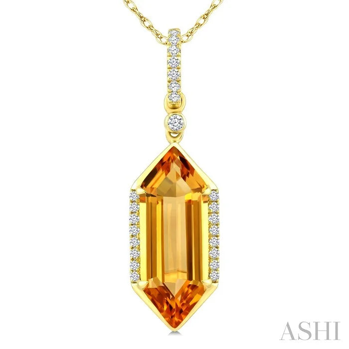 Evoque Gemstone Hexagon Shape & Diamond Pendant