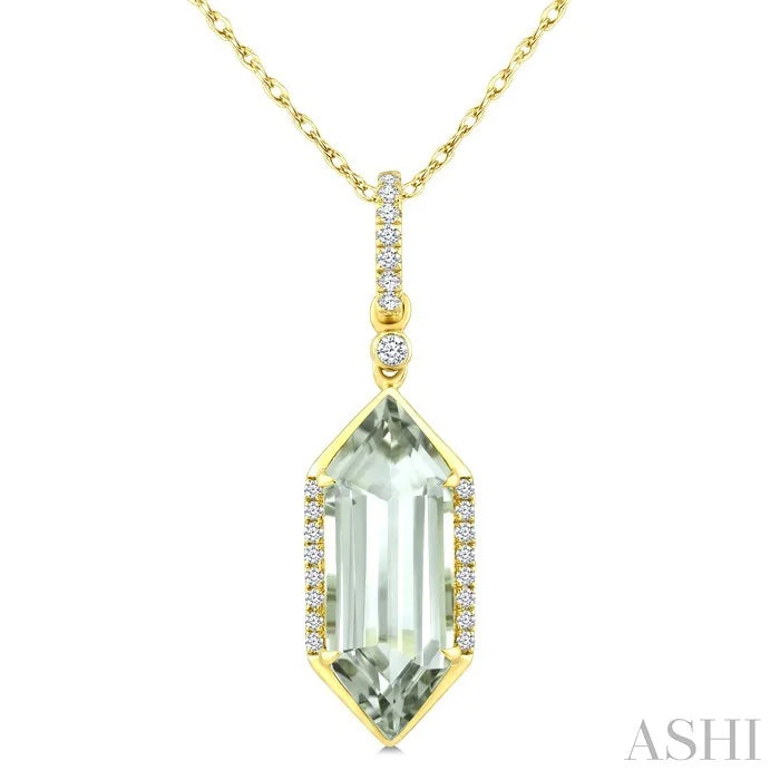 Evoque Gemstone Hexagon Shape & Diamond Pendant