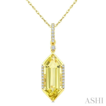 Evoque Gemstone Hexagon Shape & Diamond Pendant