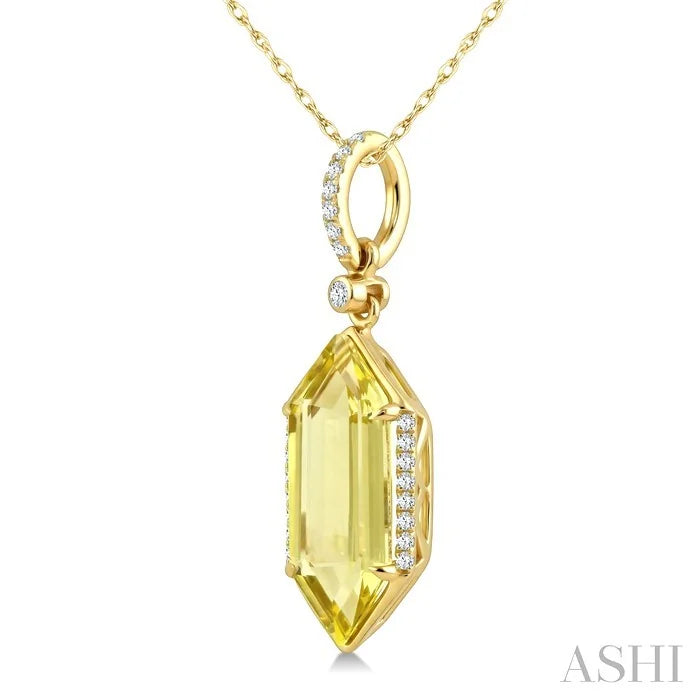 Evoque Gemstone Hexagon Shape & Diamond Pendant