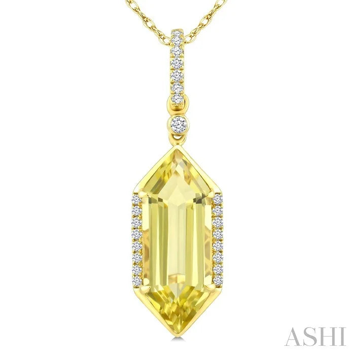 Evoque Gemstone Hexagon Shape & Diamond Pendant