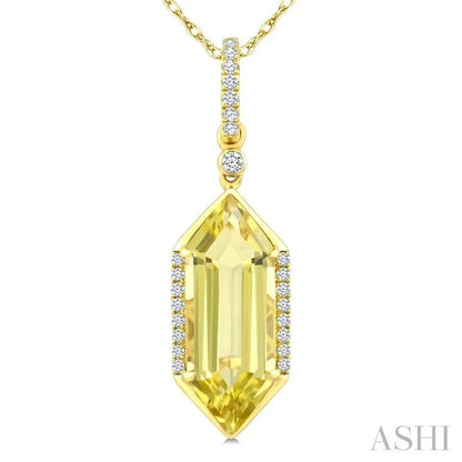 Evoque Gemstone Hexagon Shape & Diamond Pendant