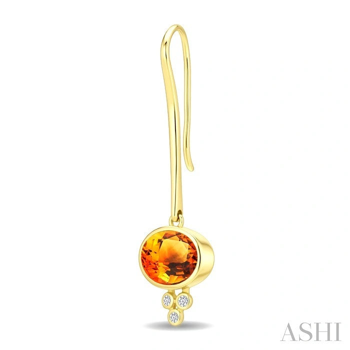 Bezel Gemstone & Diamond Fashion Earrings