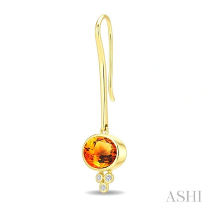 Bezel Gemstone & Diamond Fashion Earrings