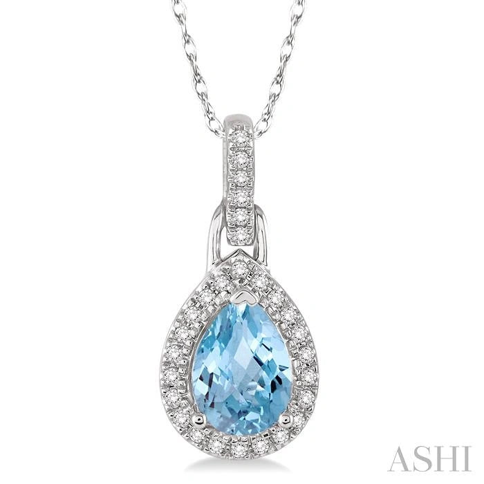 Pear Shape Gemstone & Halo Diamond Pendant