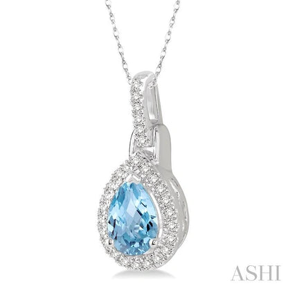 Pear Shape Gemstone & Halo Diamond Pendant