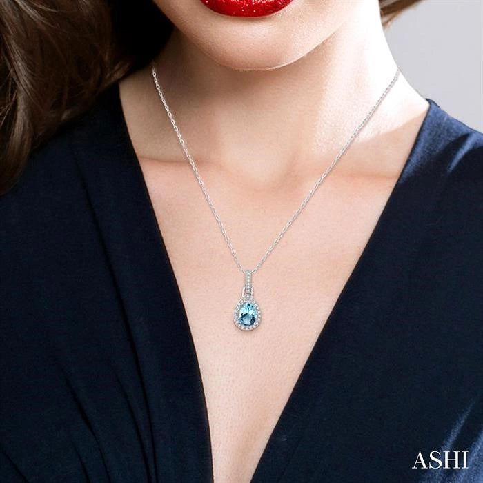 Pear Shape Gemstone & Halo Diamond Pendant