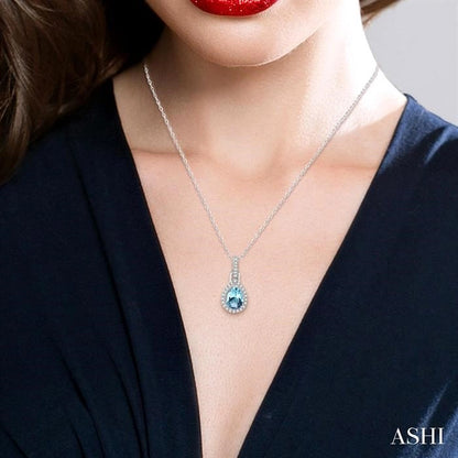 Pear Shape Gemstone & Halo Diamond Pendant
