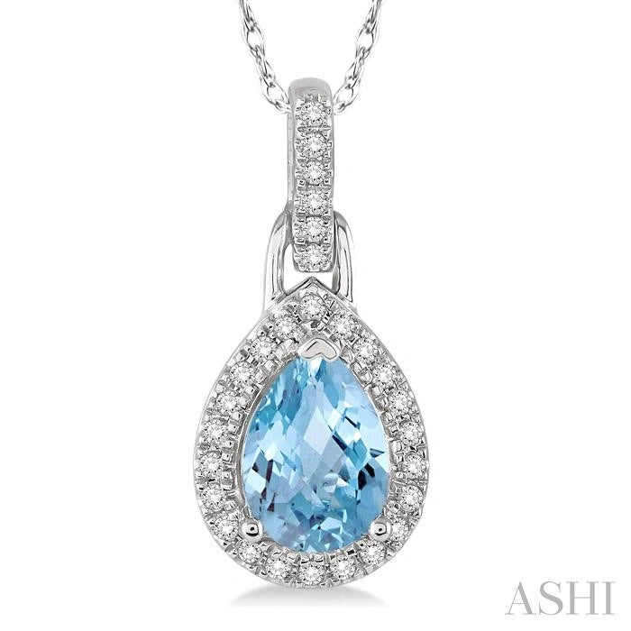 Pear Shape Gemstone & Halo Diamond Pendant