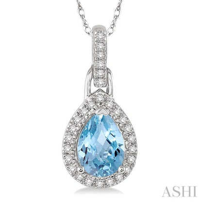 Pear Shape Gemstone & Halo Diamond Pendant