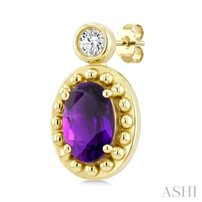 Bead Bijoux Oval Shape Gemstone & Diamond Earrings