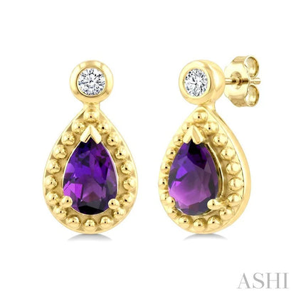 Bead Bijoux Pear Shape Gemstone & Diamond Earrings