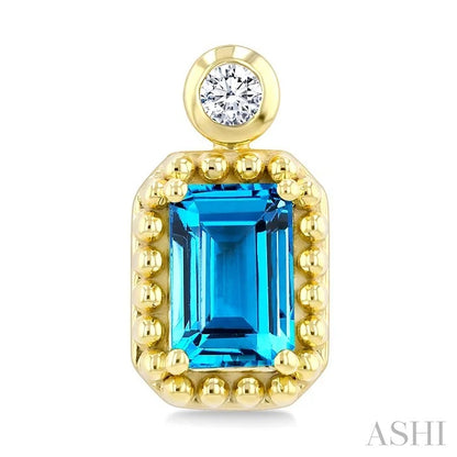 Bead Bijoux Emerald Shape Gemstone & Diamond Earrings
