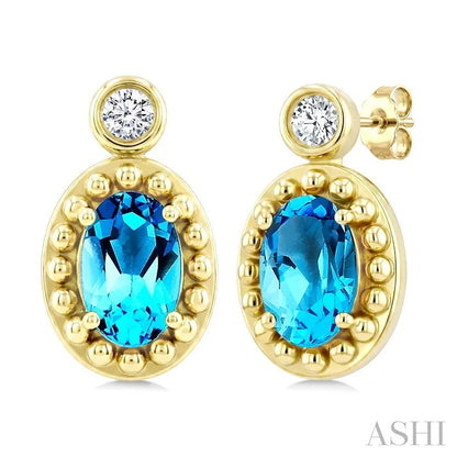Bead Bijoux Oval Shape Gemstone & Diamond Earrings