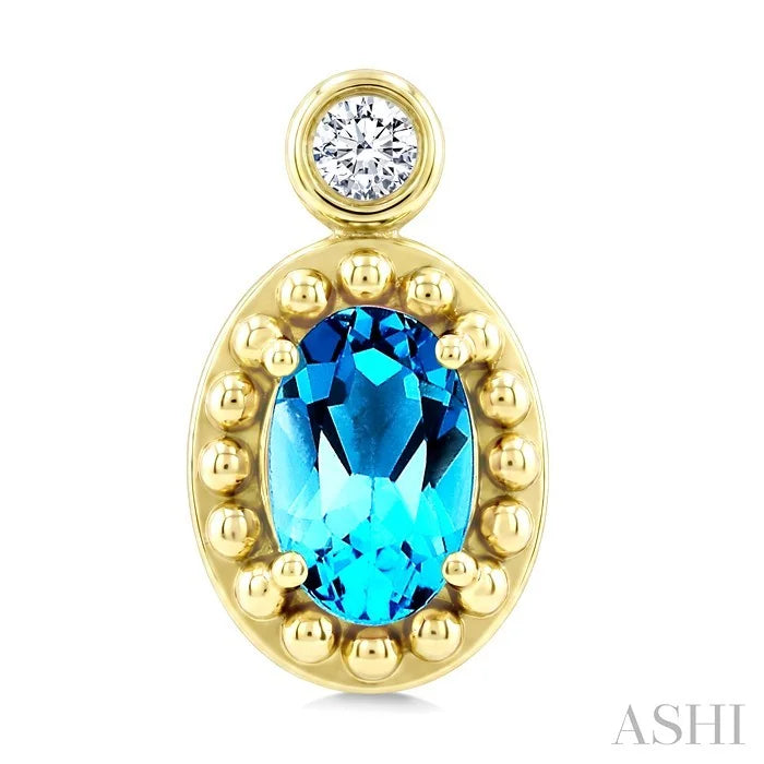Bead Bijoux Oval Shape Gemstone & Diamond Earrings