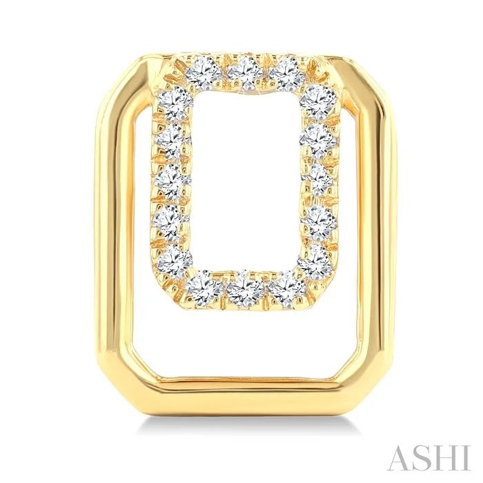 Golden Glow Emerald Shape Petite Diamond Fashion Earrings