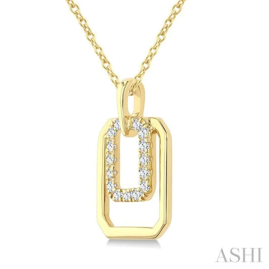 Golden Glow Emerald Shape Petite Diamond Fashion Pendant