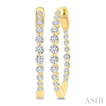Inside-Out Graduated Diamond  Fashion Hoop Earrings
