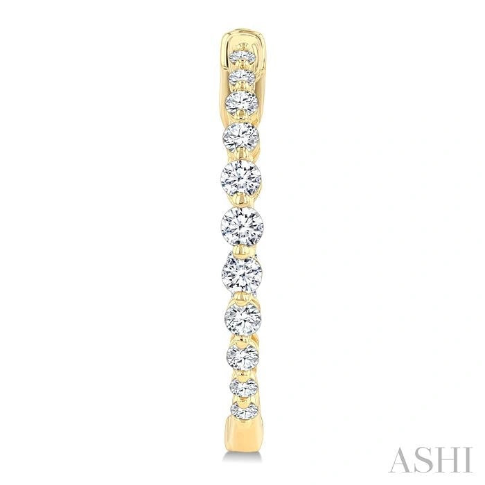 Inside-Out Graduated Diamond  Fashion Hoop Earrings