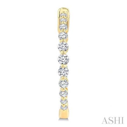Inside-Out Graduated Diamond  Fashion Hoop Earrings