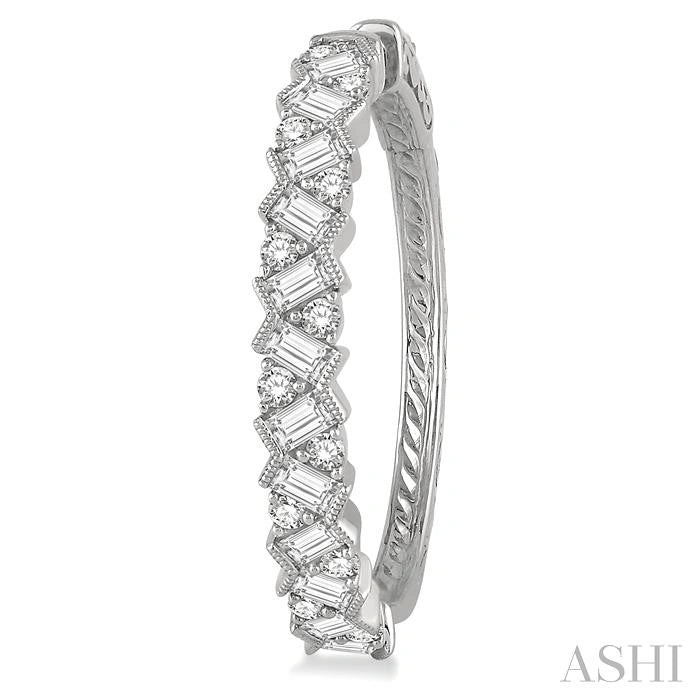 Scatter Zig-Zag Baguette Diamond Fashion Hoop Earrings