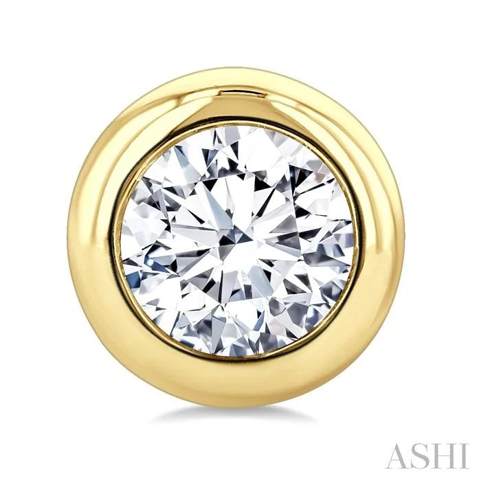 Round Shape Bezel Set Diamond Stud Earrings
