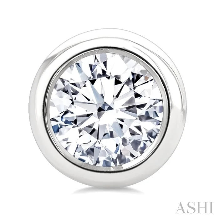Round Shape Bezel Set Diamond Stud Earrings