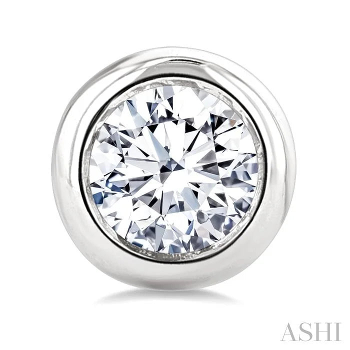 Round Shape Bezel Set Diamond Stud Earrings
