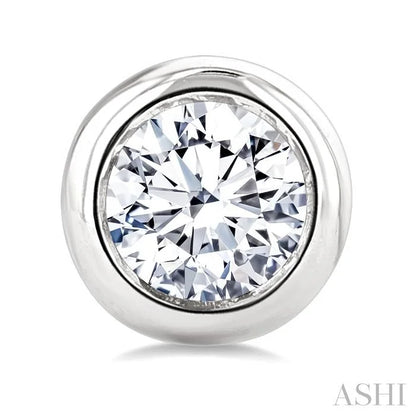 Round Shape Bezel Set Diamond Stud Earrings