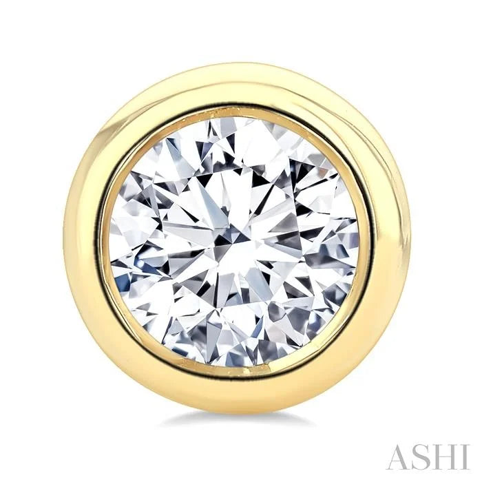 Round Shape Bezel Set Diamond Stud Earrings