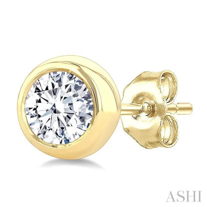 Round Shape Bezel Set Diamond Stud Earrings
