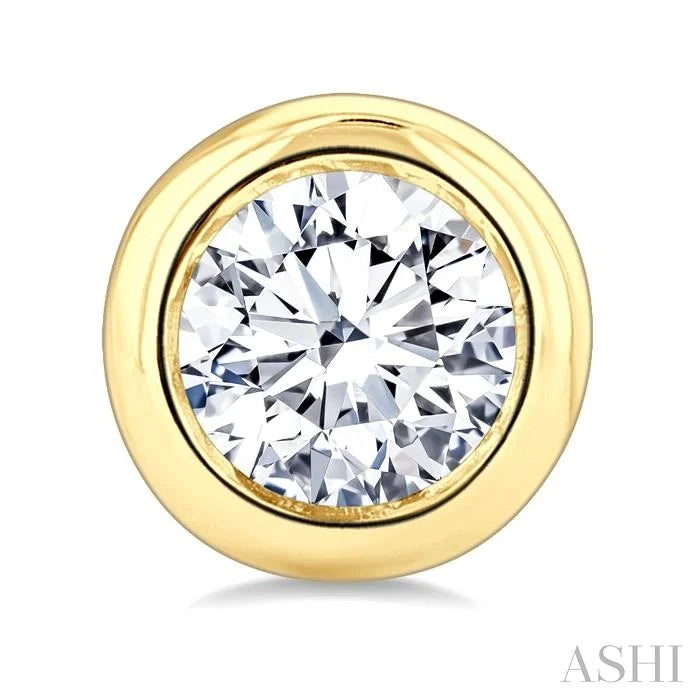 Round Shape Bezel Set Diamond Stud Earrings