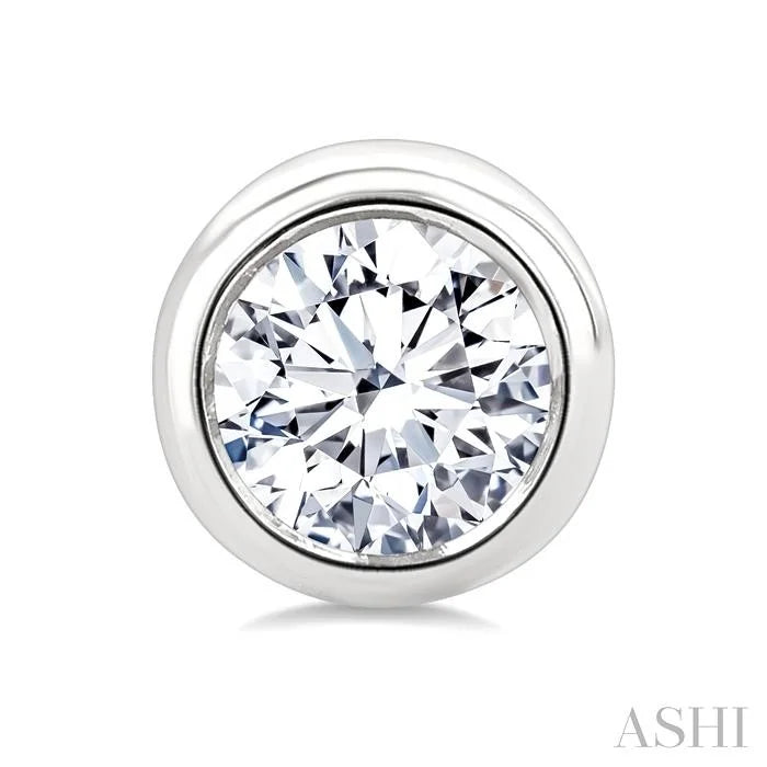 Round Shape Bezel Set Diamond Stud Earrings