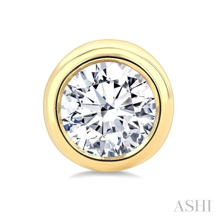 Round Shape Bezel Set Diamond Stud Earrings