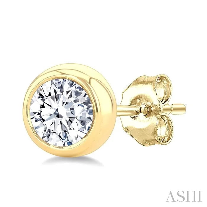 Round Shape Bezel Set Diamond Stud Earrings