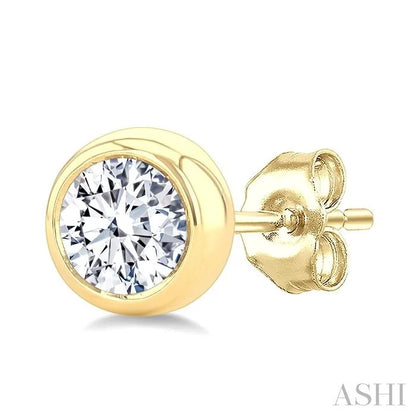 Round Shape Bezel Set Diamond Stud Earrings