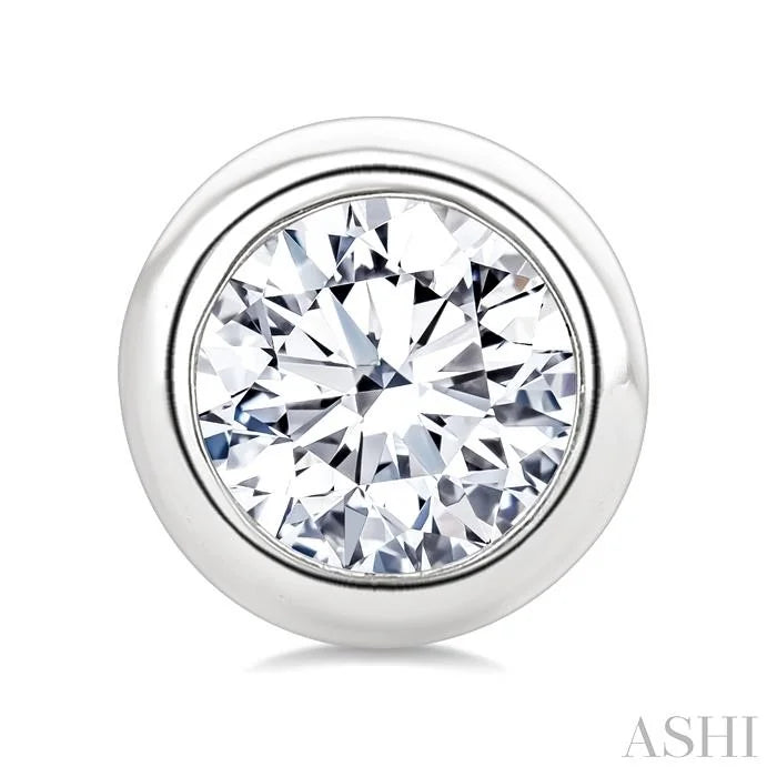 Round Shape Bezel Set Diamond Stud Earrings