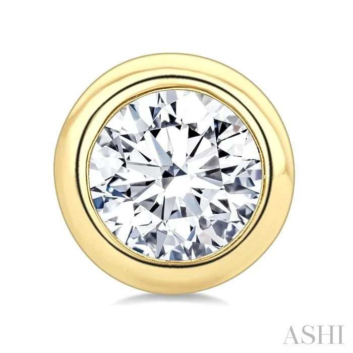Round Shape Bezel Set Diamond Stud Earrings