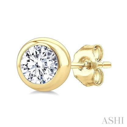 Round Shape Bezel Set Diamond Stud Earrings
