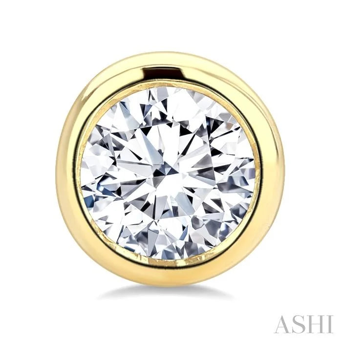 Round Shape Bezel Set Diamond Stud Earrings