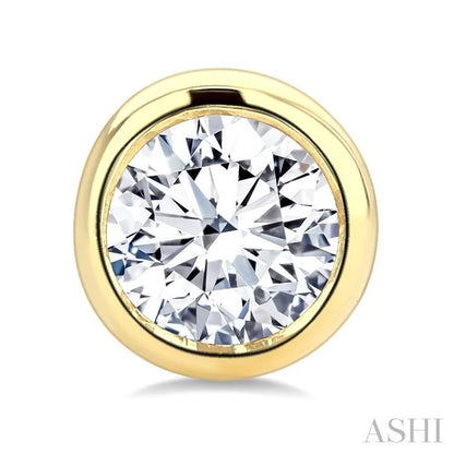 Round Shape Bezel Set Diamond Stud Earrings