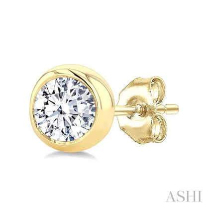 Round Shape Bezel Set Diamond Stud Earrings