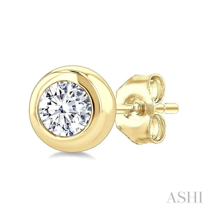 Round Shape Bezel Set Diamond Stud Earrings