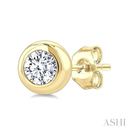 Round Shape Bezel Set Diamond Stud Earrings
