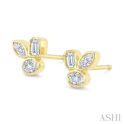 Mixed Shape Bezel Diamond Fashion Earrings