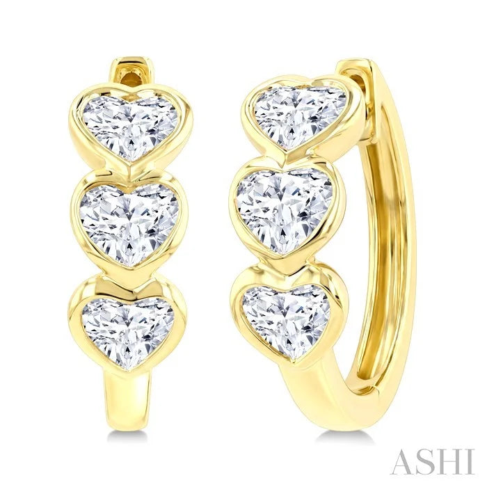 Heart Shape Bezel Diamond Huggie Earrings