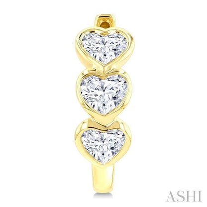 Heart Shape Bezel Diamond Huggie Earrings